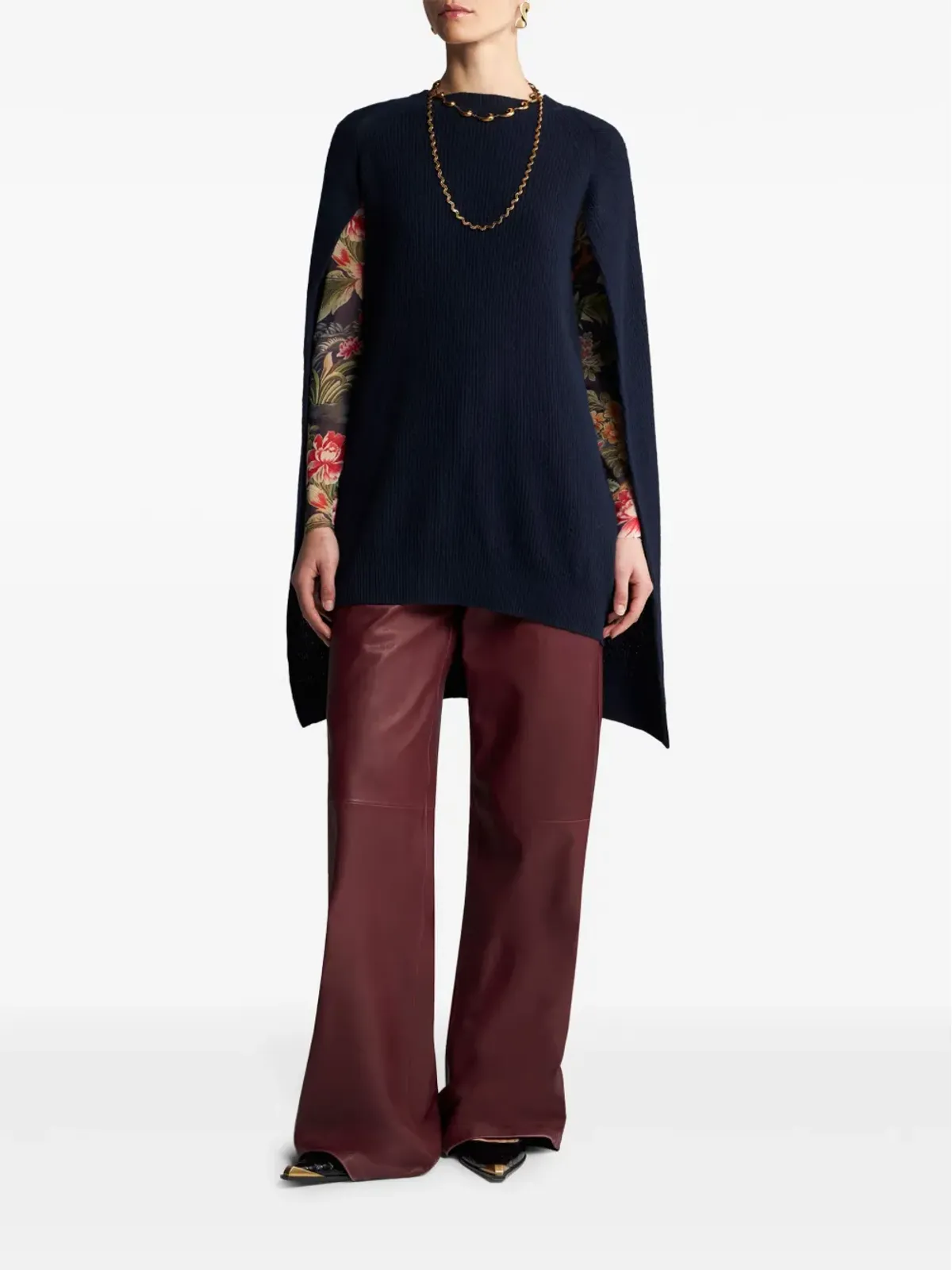 ETRO リブ編みカシミア ケープトップ - 画像3