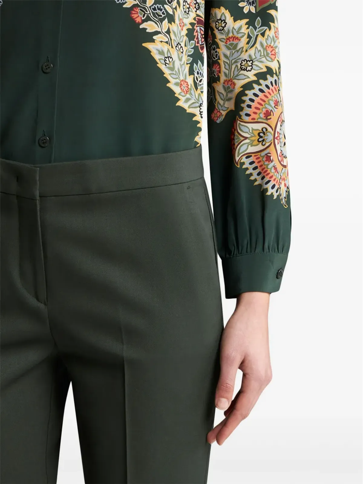 ETRO クロップドウールパンツ グリーン - 画像5