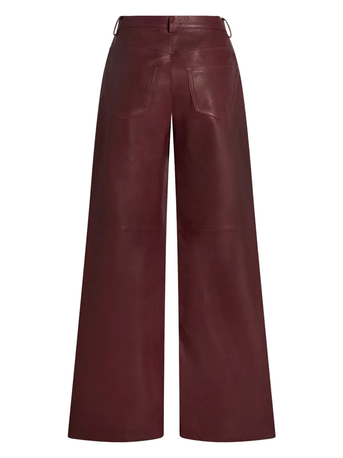 ETRO ワイドレッグ レザー パンツ レッド - 画像5