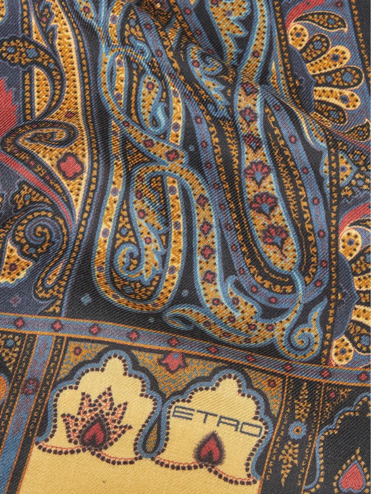 ETRO ペイズリープリント フリンジ付きスカーフ - ブラック - 画像2