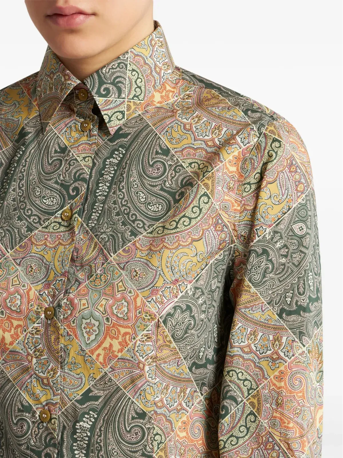 ETRO パッチワーク柄ポプリンシャツ - ニュートラルカラー - 画像5