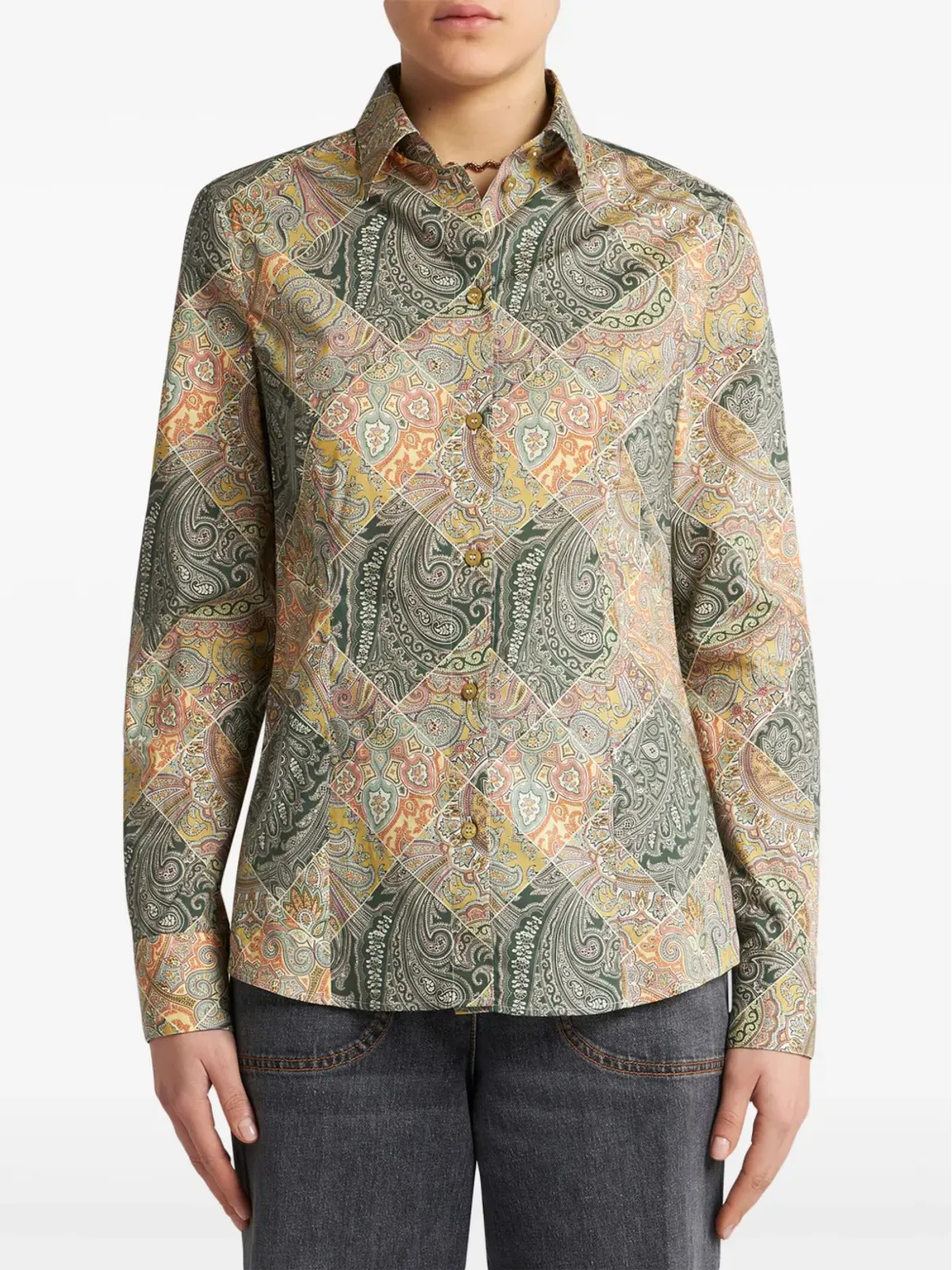 ETRO パッチワーク柄ポプリンシャツ - ニュートラルカラー - 画像3