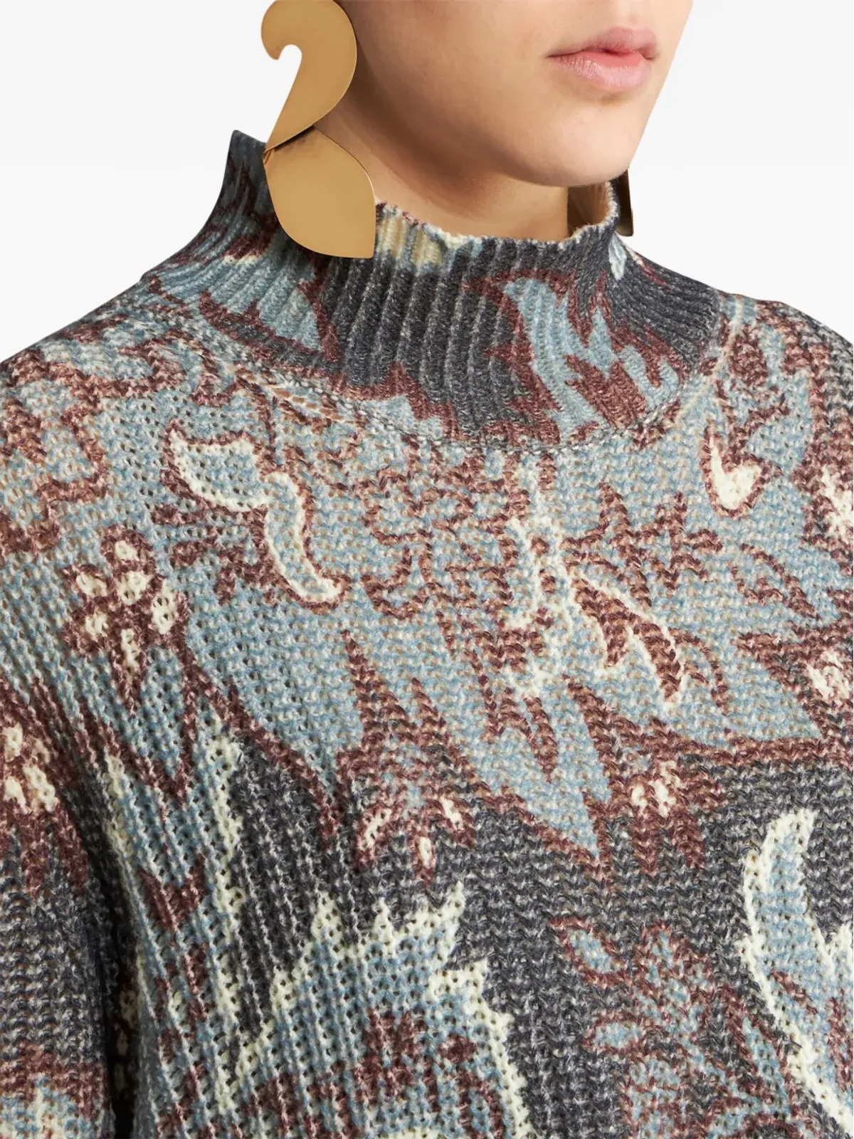 ETRO フローラルプリント ウールセーター ブルー - 画像5