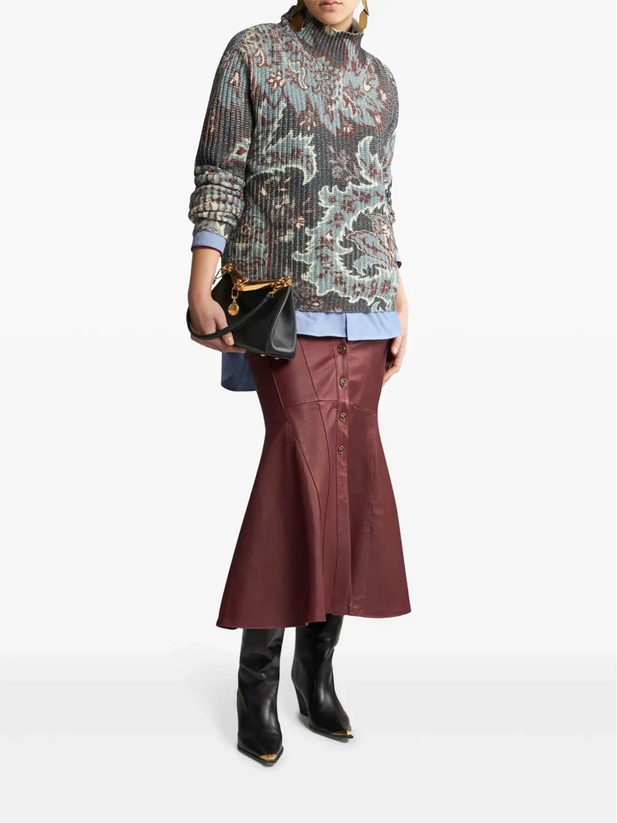 ETRO フローラルプリント ウールセーター ブルー - 画像2