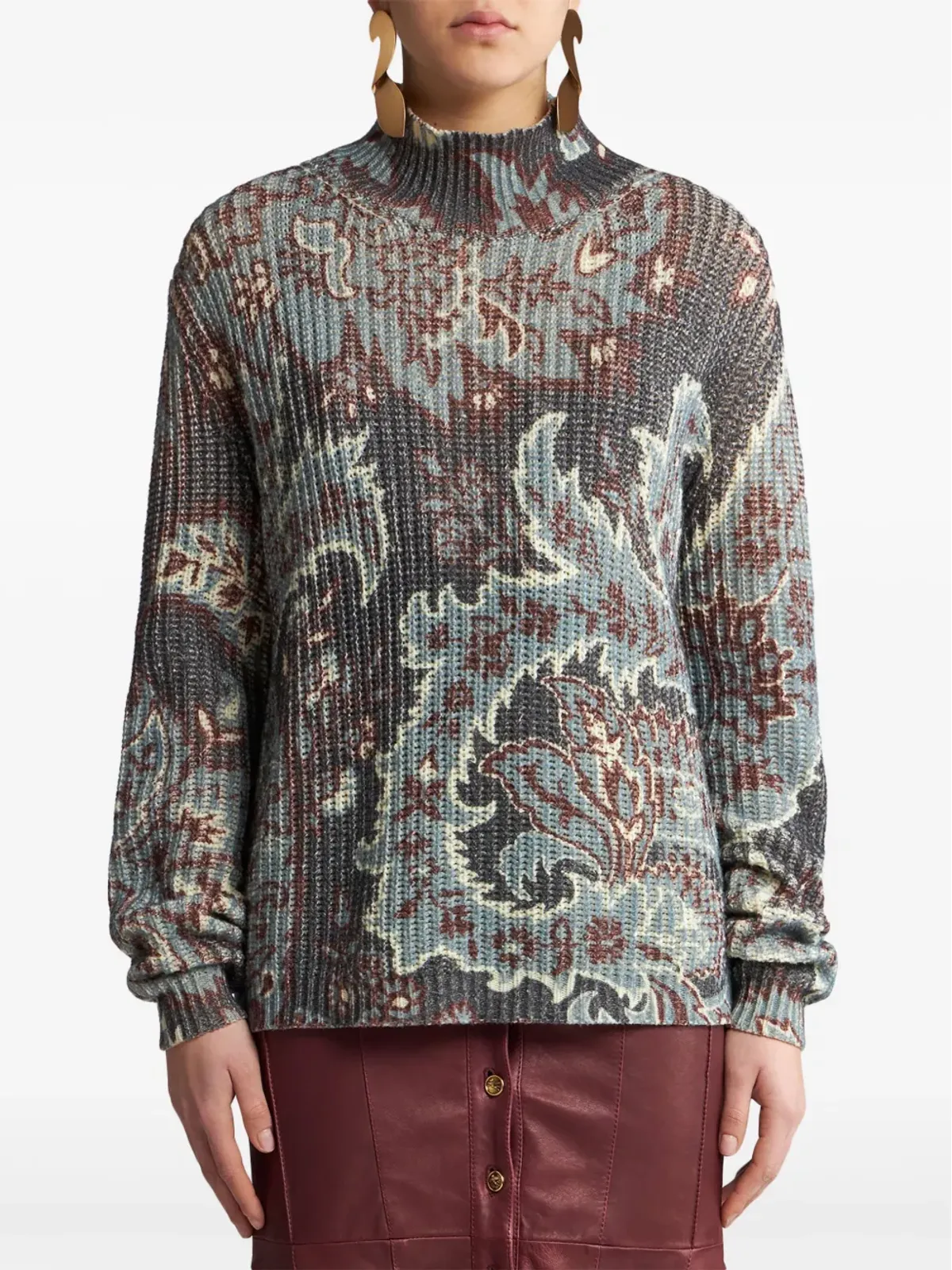 ETRO フローラルプリント ウールセーター ブルー - 画像3