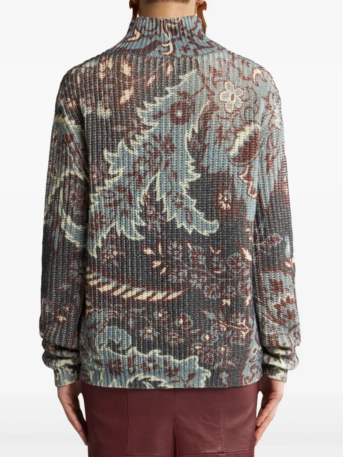 ETRO フローラルプリント ウールセーター ブルー - 画像4