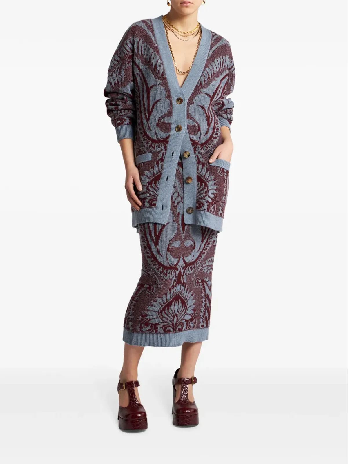 ETRO 花柄ジャカード編みカーディガン - 画像2