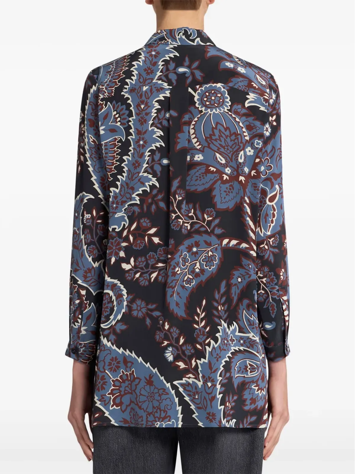 ETRO プリント柄 シルクシャツ ブラック - 画像3