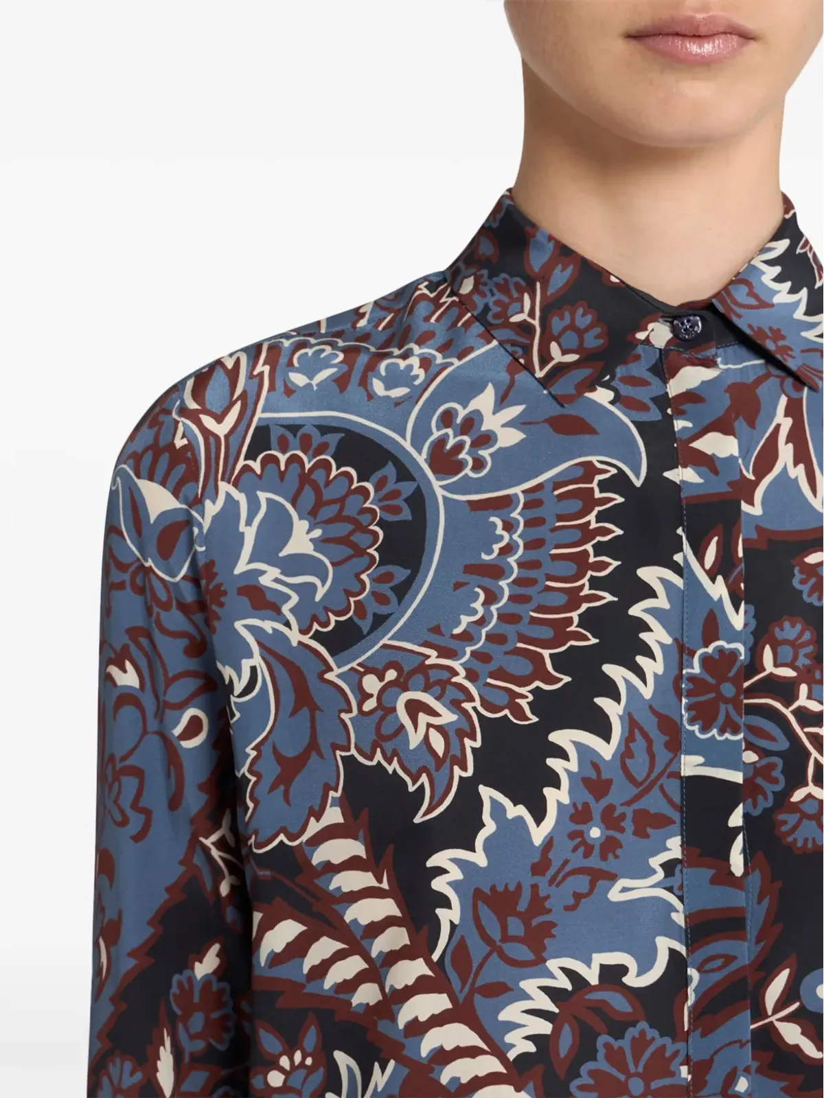 ETRO プリント柄 シルクシャツ ブラック - 画像4