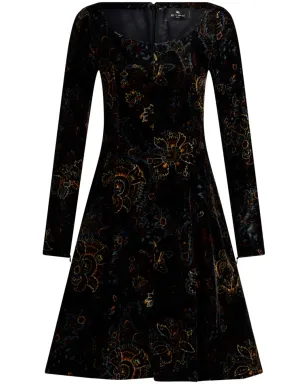 ETRO ベルベットプリント ミニドレス - ブラック - サムネイル1
