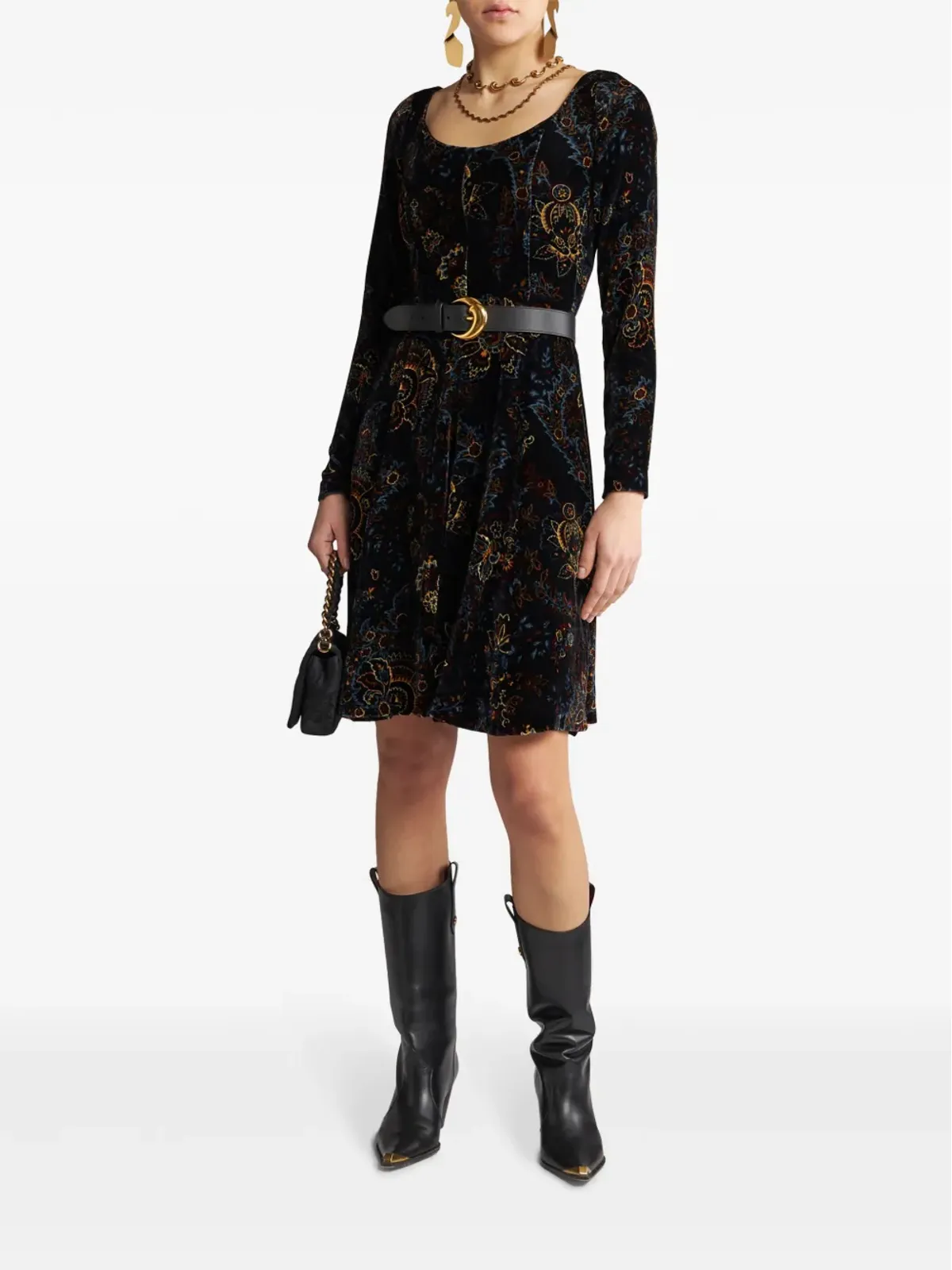 ETRO ベルベットプリント ミニドレス - ブラック - 画像2