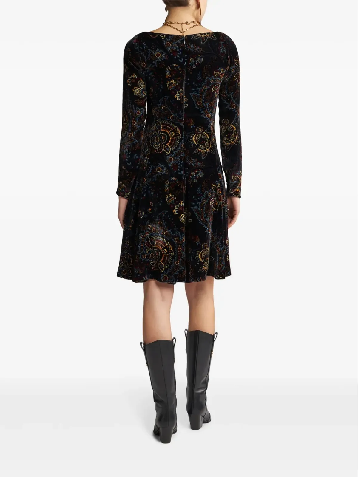 ETRO ベルベットプリント ミニドレス - ブラック - 画像3