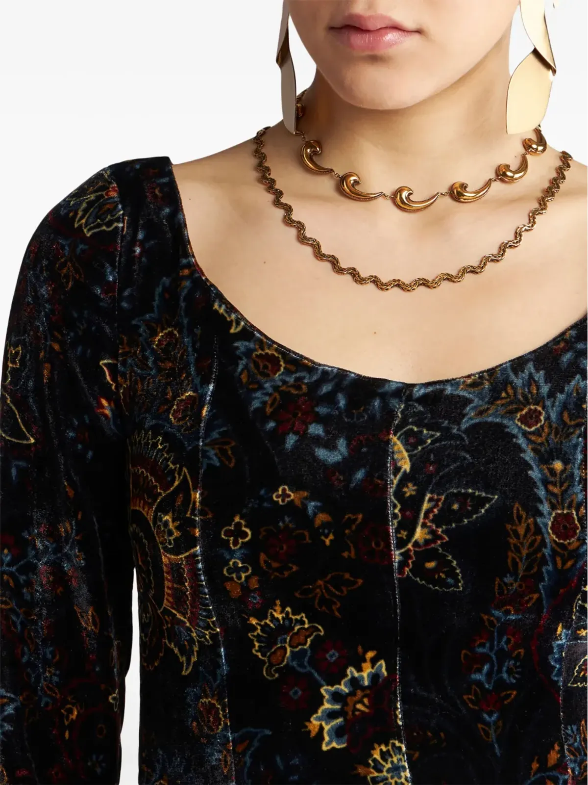 ETRO ベルベットプリント ミニドレス - ブラック - 画像4