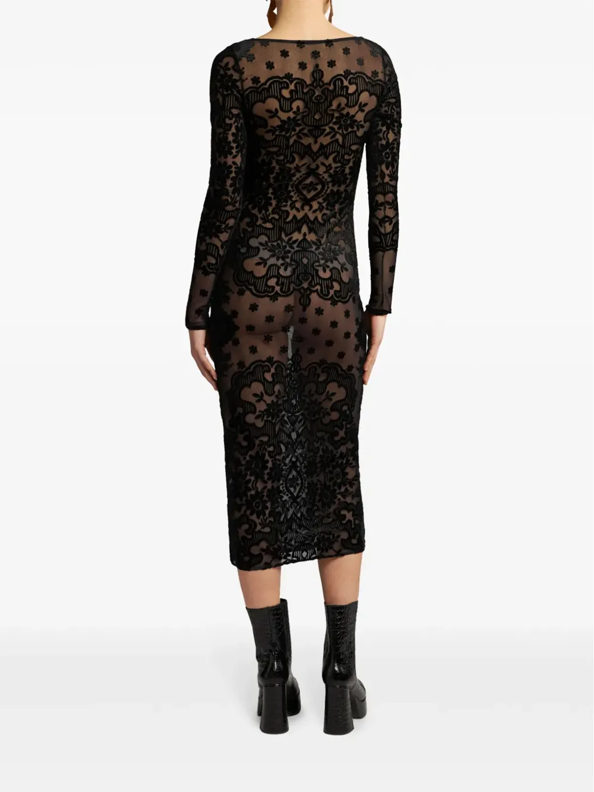 ETRO ペイズリーベルベットドレス - ブラック - 画像3