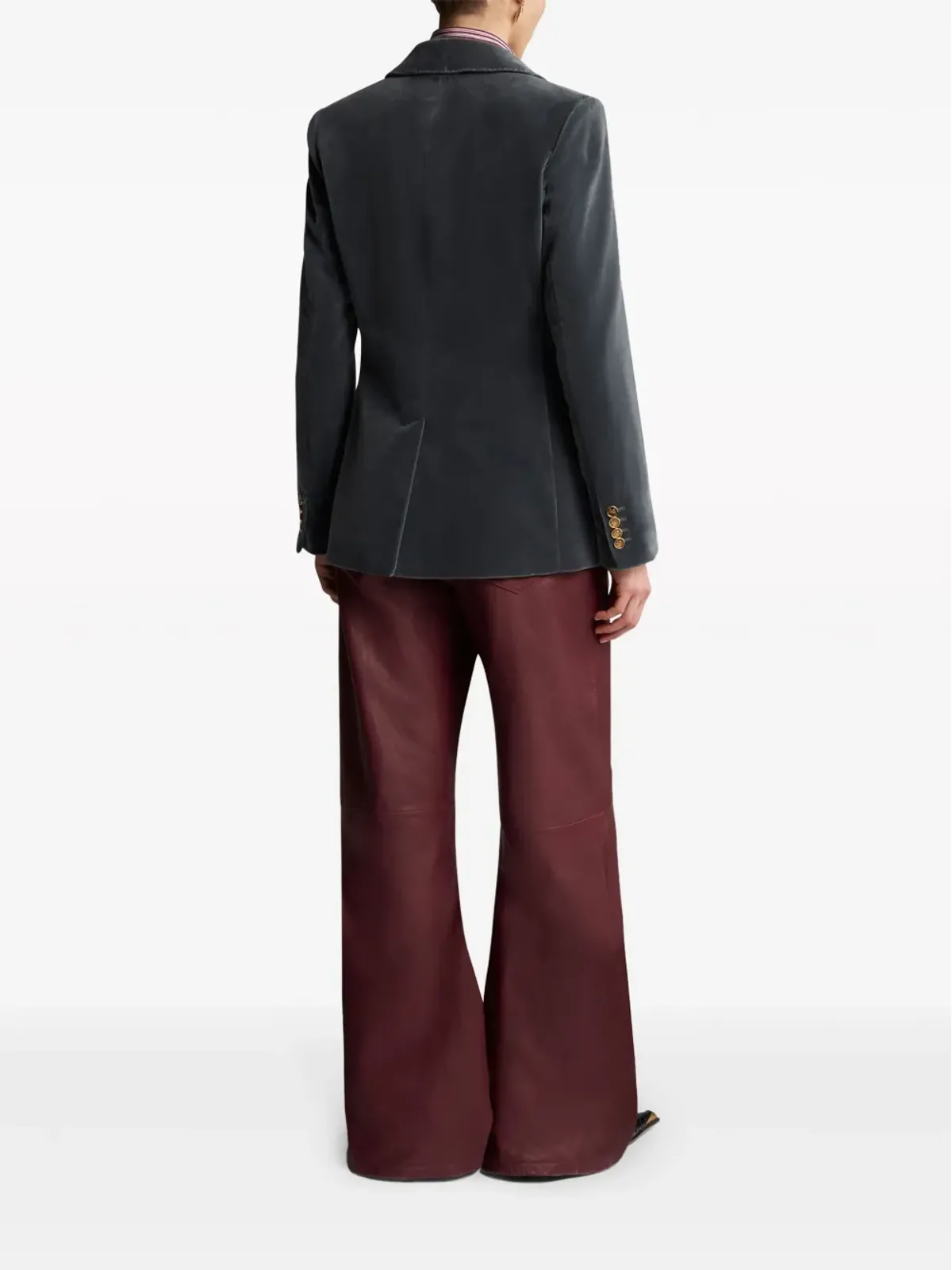 ETRO ベルベット ブレザー ロゴ刻印ボタン - 画像4