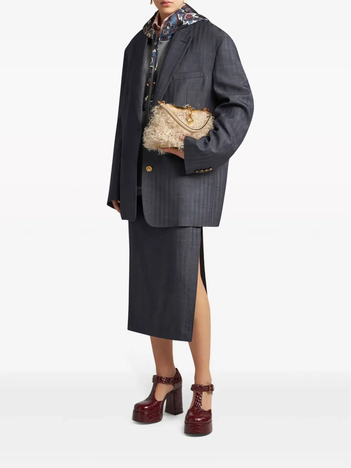 ETRO ストライプジャカード ウール ペンシルスカート - ブルー - 画像2