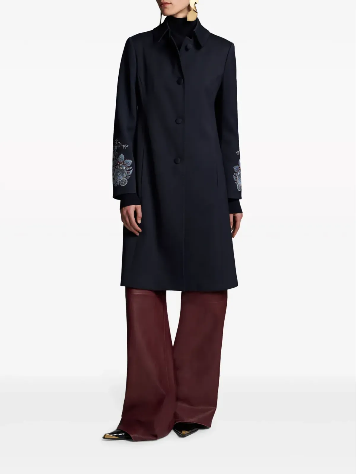 ETRO 刺繍入りギャバジンコート - ブルー - 画像3