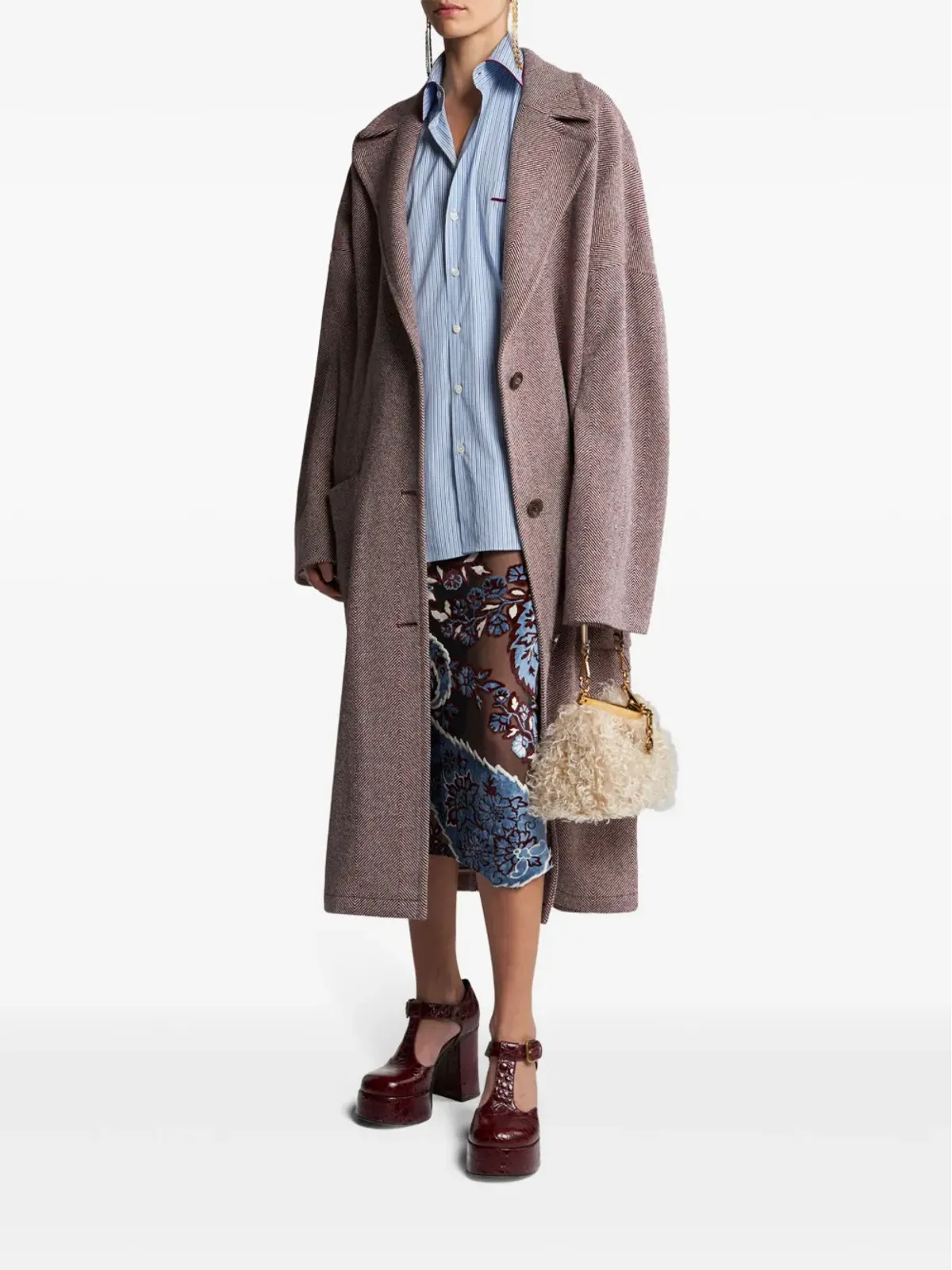 ETRO ベルテッドウールコート - レッド - 画像2
