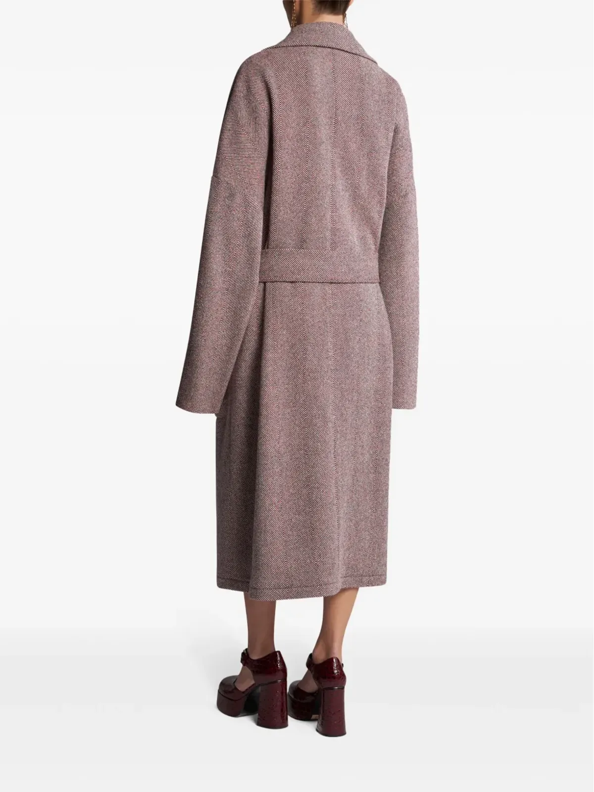 ETRO ベルテッドウールコート - レッド - 画像4