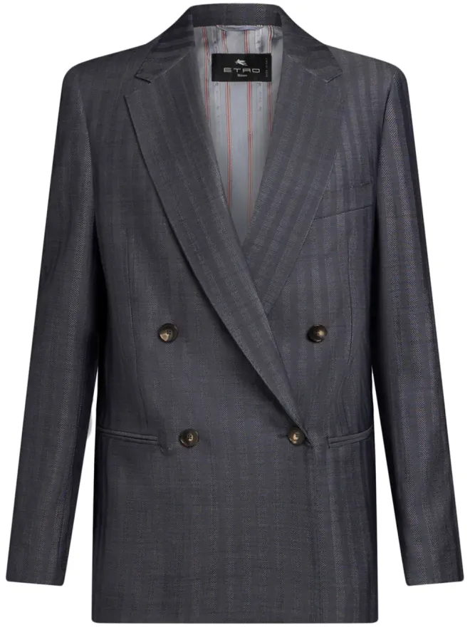 ETRO ETRO ウール ダブルブレストジャケット - グレーの商品画像