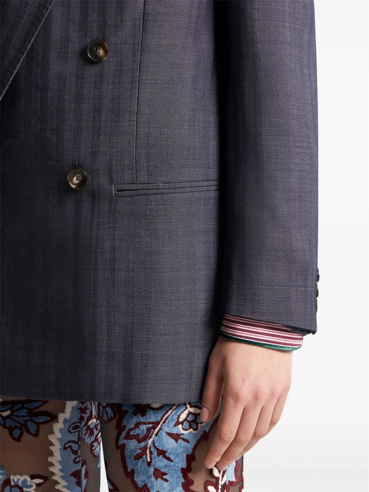 ETRO ウール ダブルブレストジャケット - グレー - 画像5