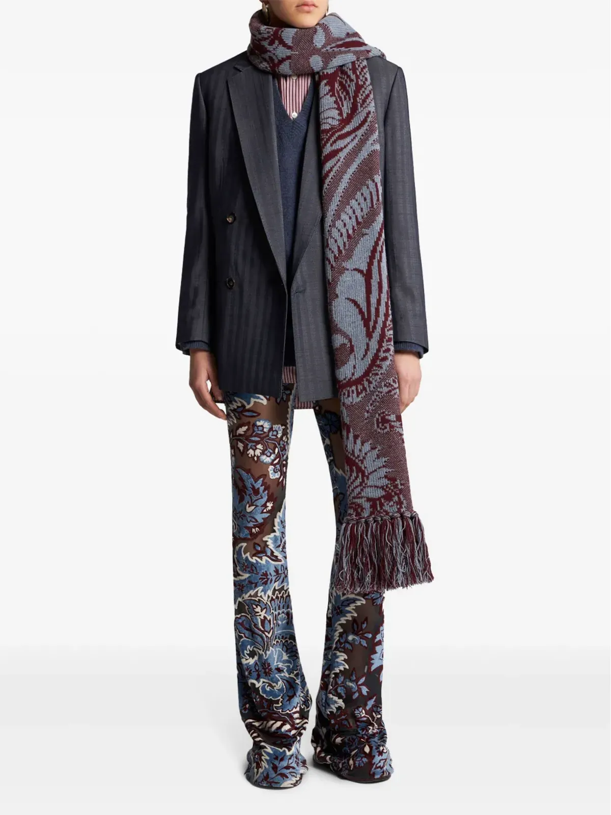 ETRO ウール ダブルブレストジャケット - グレー - 画像2