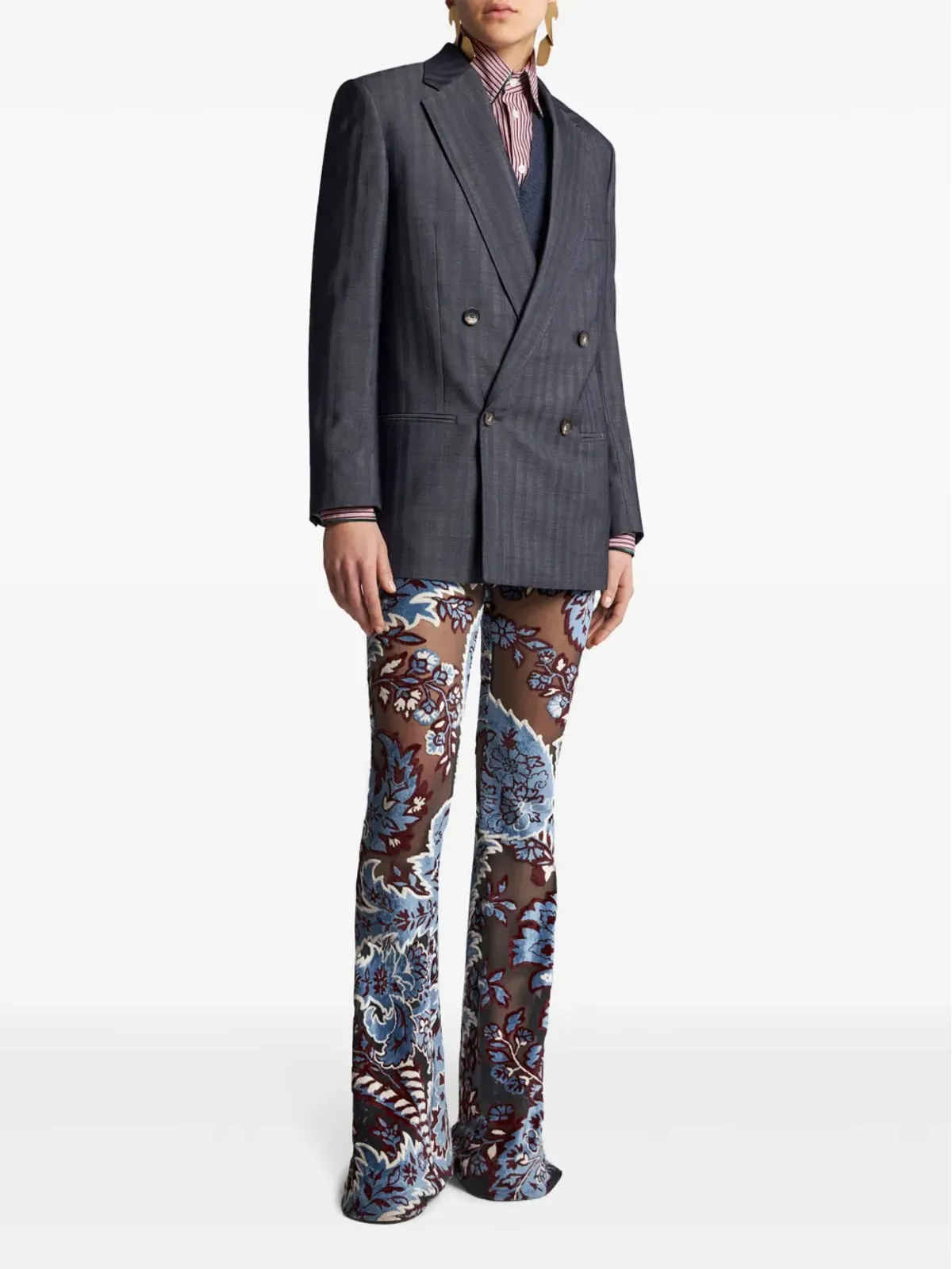 ETRO ウール ダブルブレストジャケット - グレー - 画像3