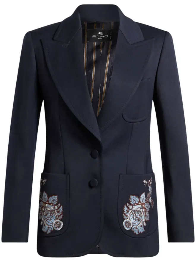 ETRO ETRO 花柄刺繍入りウールブレザー - ブルーの商品画像