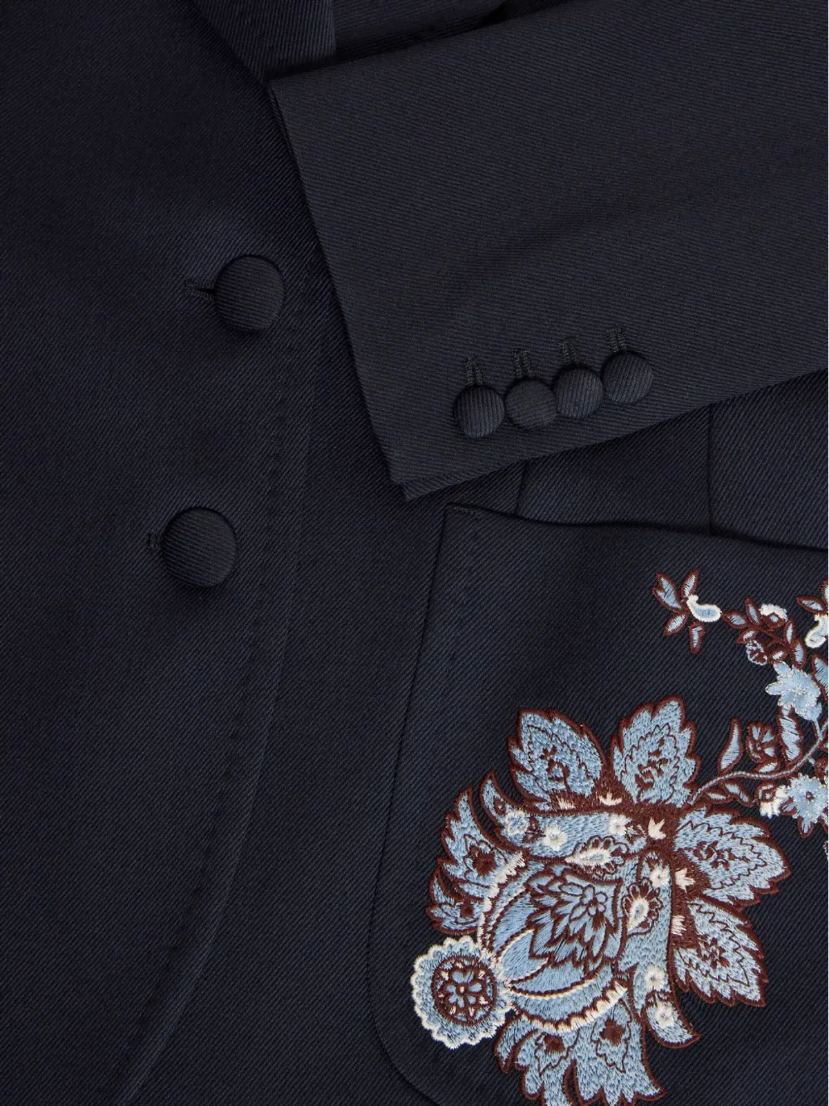 ETRO 花柄刺繍入りウールブレザー - ブルー - 画像5
