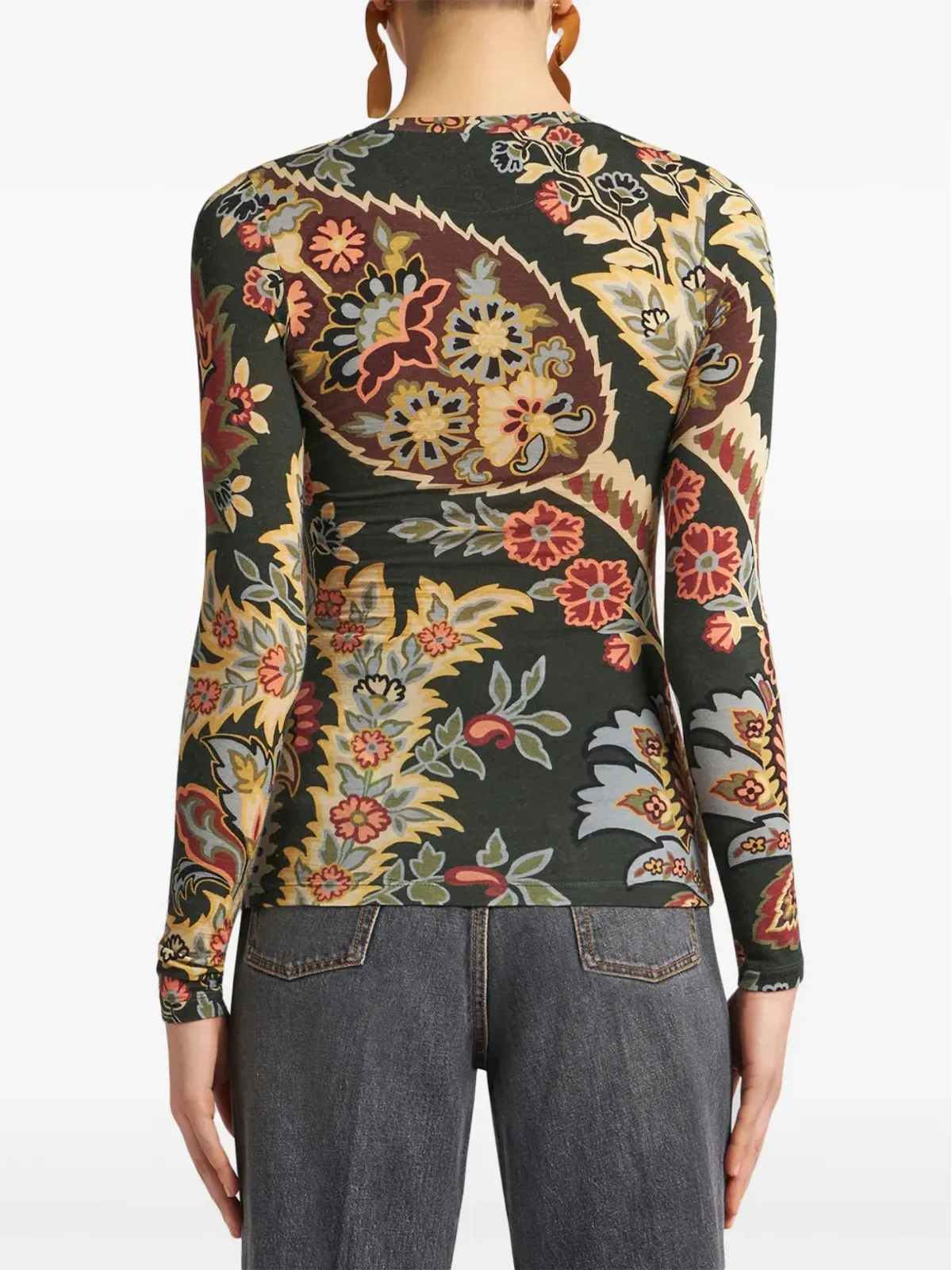 ETRO ペイズリープリント ジャージートップ グリーン - 画像3
