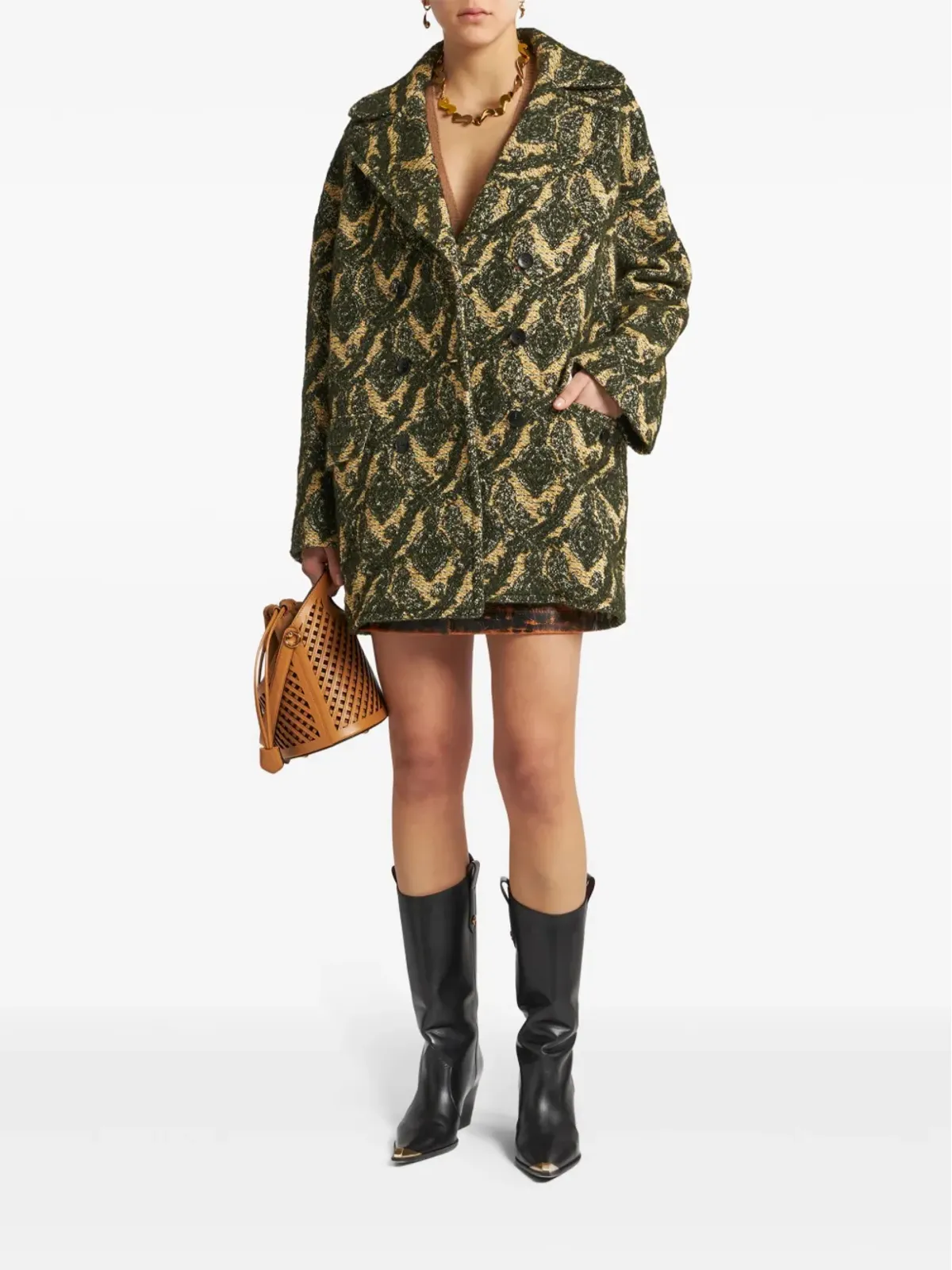 ETRO ジャカード ダブルブレスト コート - 画像2