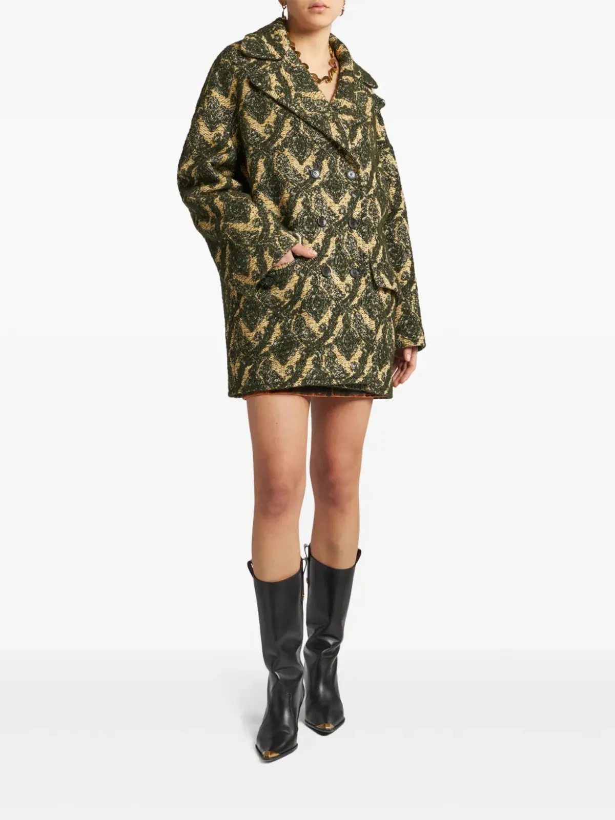 ETRO ジャカード ダブルブレスト コート - 画像3