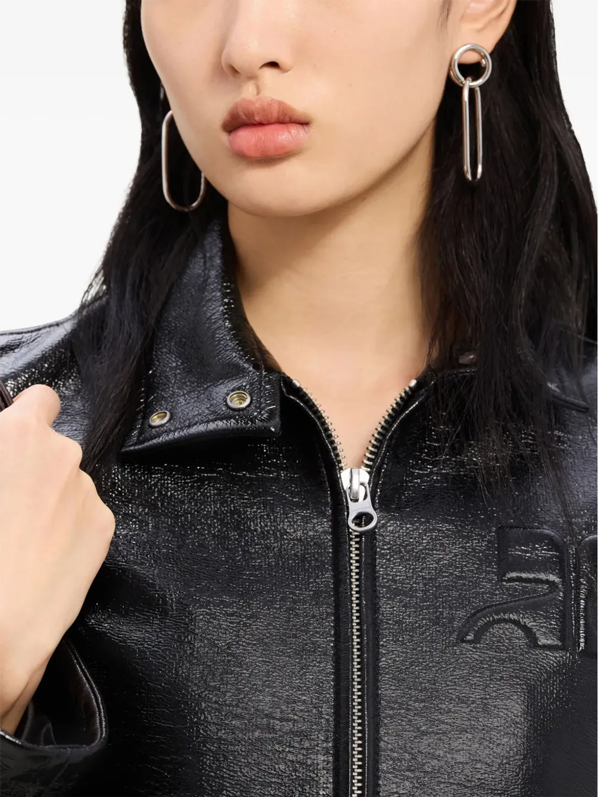 Courrèges エンボスロゴ ジップファスナー付き ジャケット ブラック - 画像5