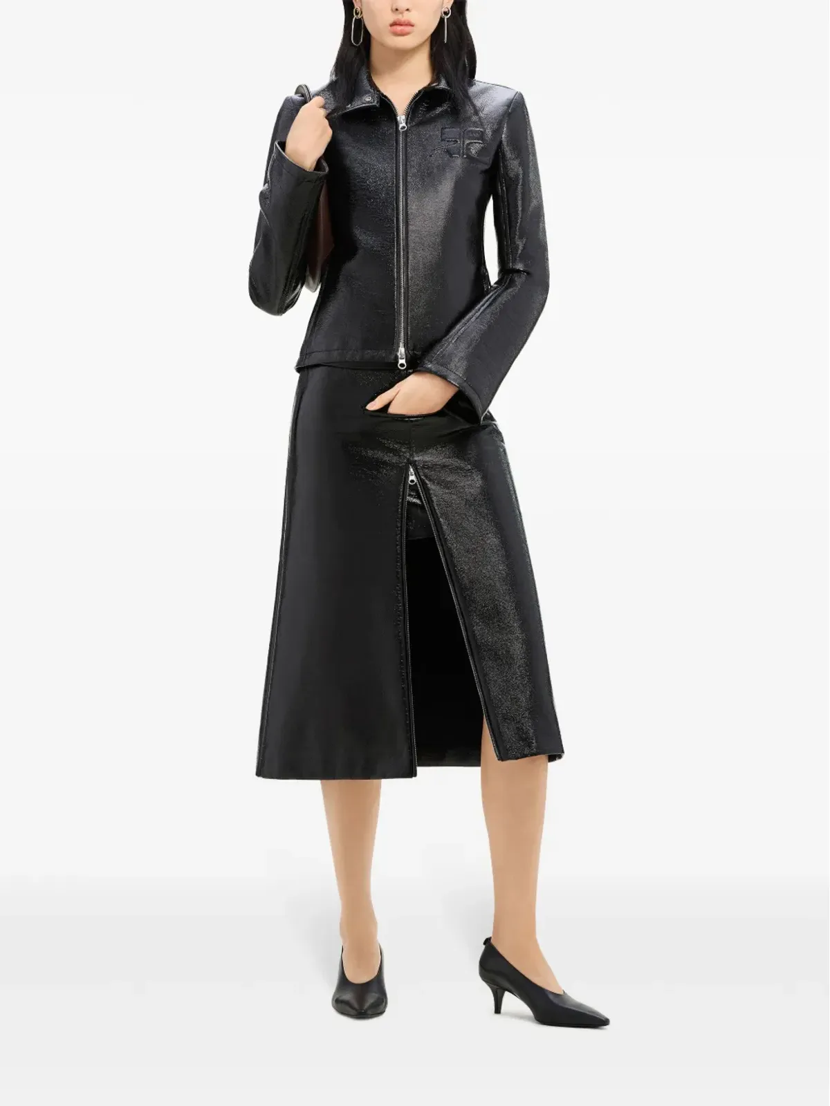 Courrèges エンボスロゴ ジップファスナー付き ジャケット ブラック - 画像2