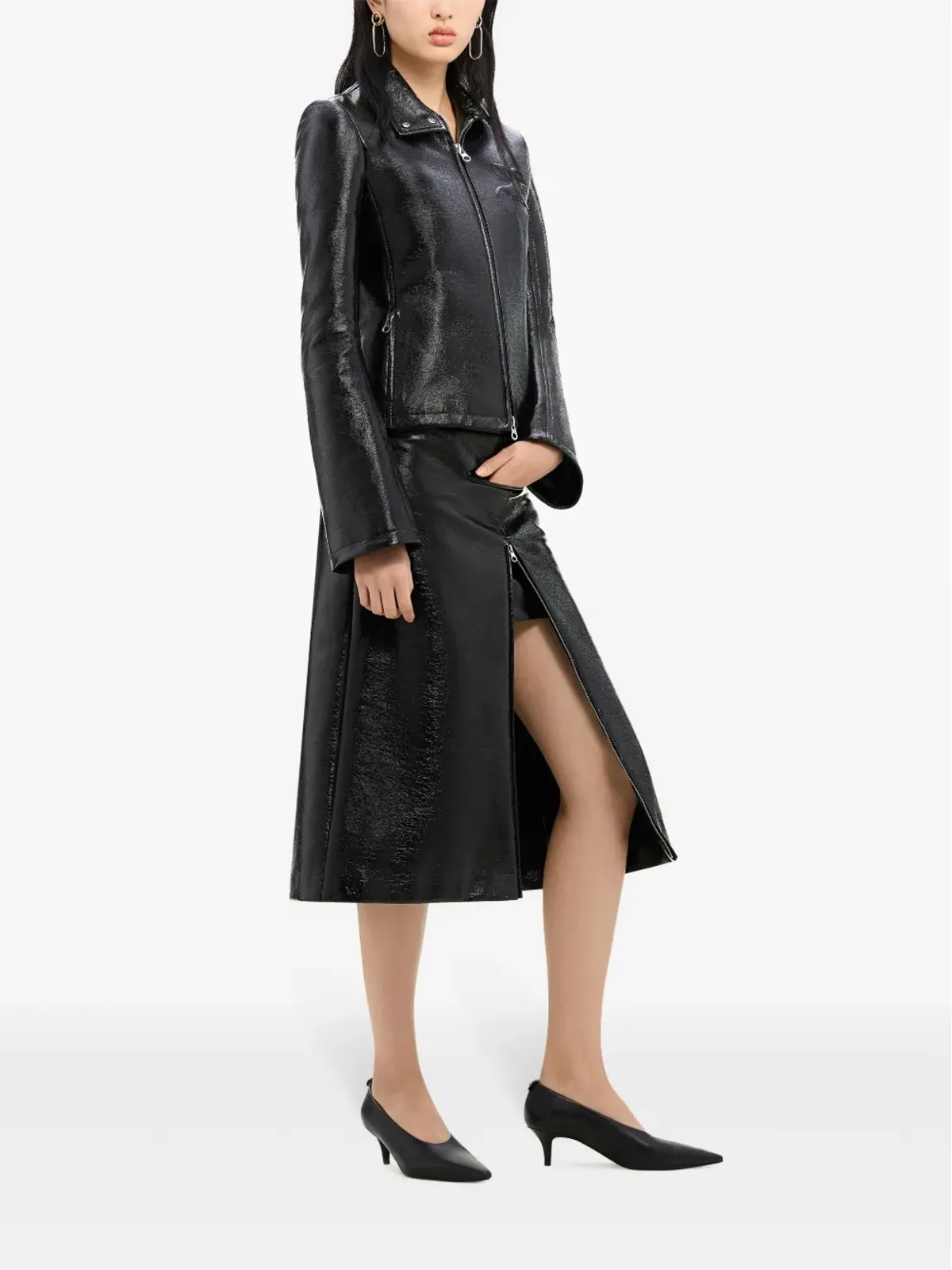 Courrèges エンボスロゴ ジップファスナー付き ジャケット ブラック - 画像3