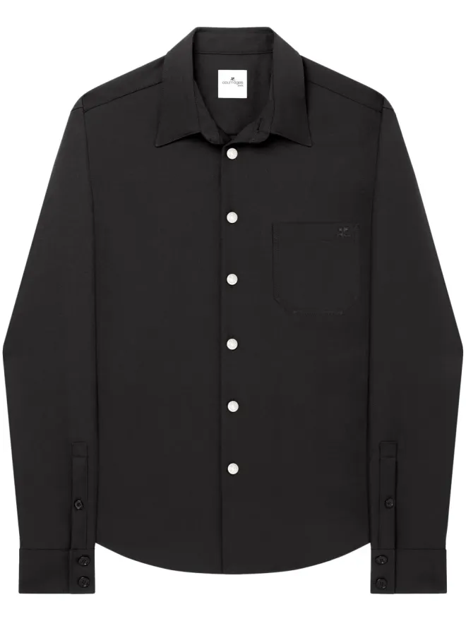 Courrèges Courrèges ロゴ・アップリケ ツイル オーバーサイズ シャツ ブラックの商品画像