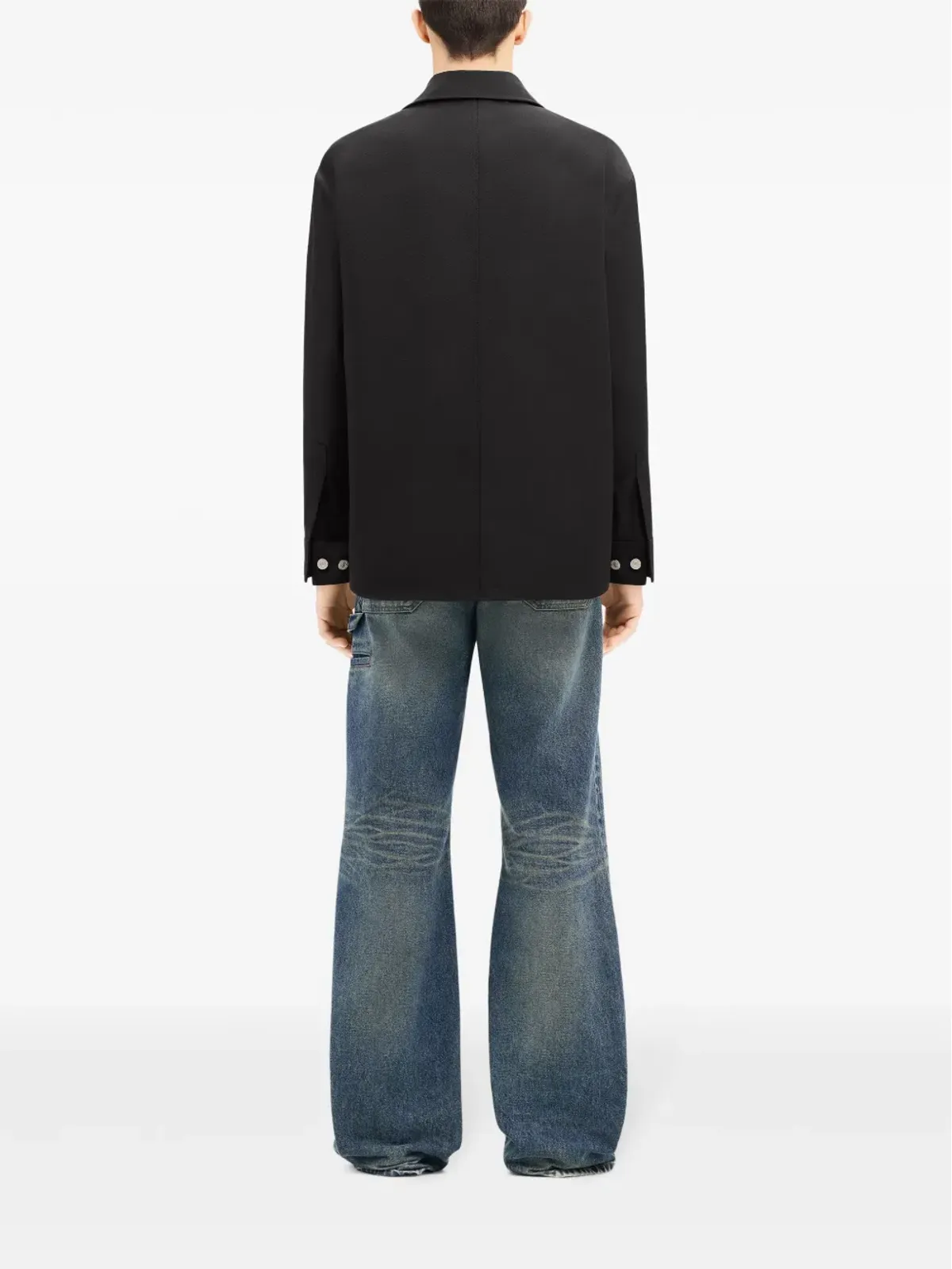 Courrèges ロゴ・アップリケ ツイル オーバーサイズ シャツ ブラック - 画像4