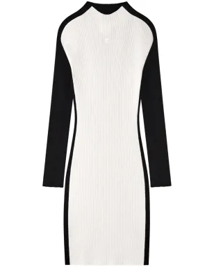 Courrèges コントラストフレーム リブニット ミニドレス ブラック - サムネイル1
