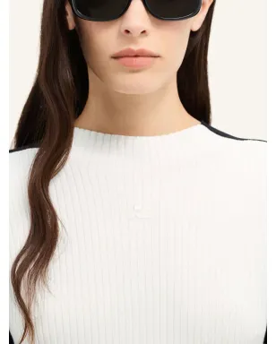 Courrèges コントラストフレーム リブニット ミニドレス ブラック - サムネイル5