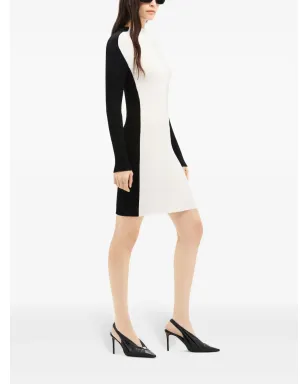Courrèges コントラストフレーム リブニット ミニドレス ブラック - サムネイル3