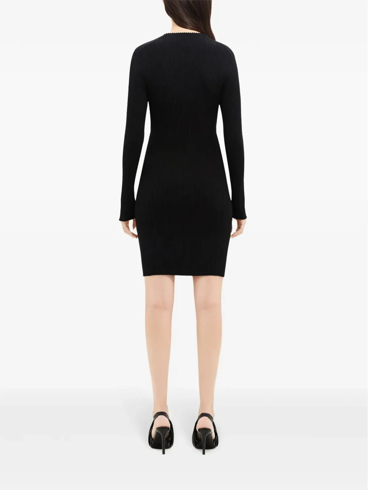 Courrèges コントラストフレーム リブニット ミニドレス ブラック - 画像4