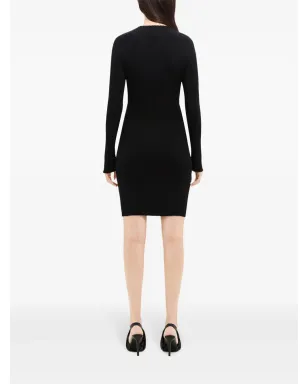 Courrèges コントラストフレーム リブニット ミニドレス ブラック - サムネイル4