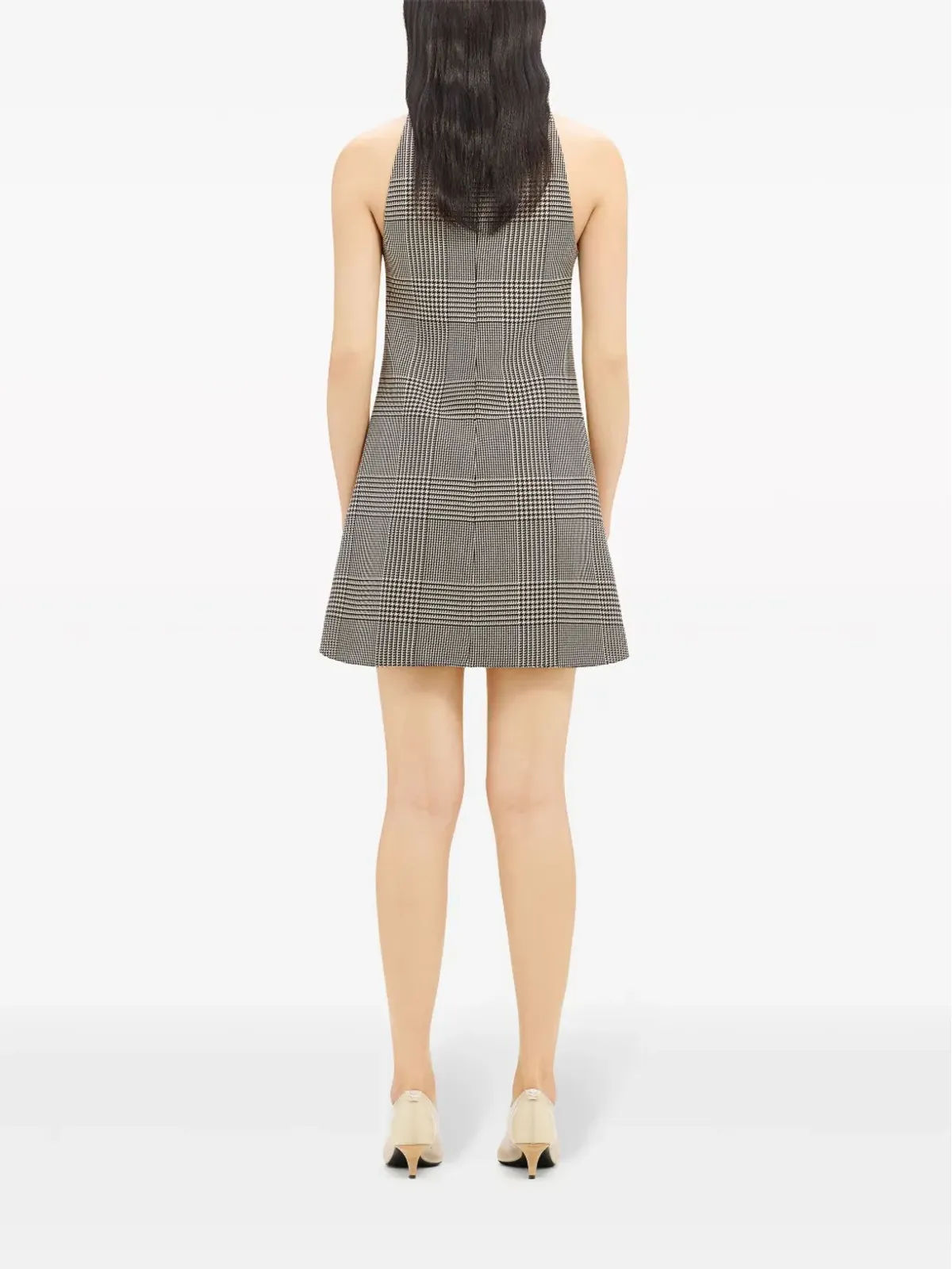 Courrèges プリンス・オブ・ウェールズ柄 ノースリーブ Aライン ドレス - ブラック - 画像4
