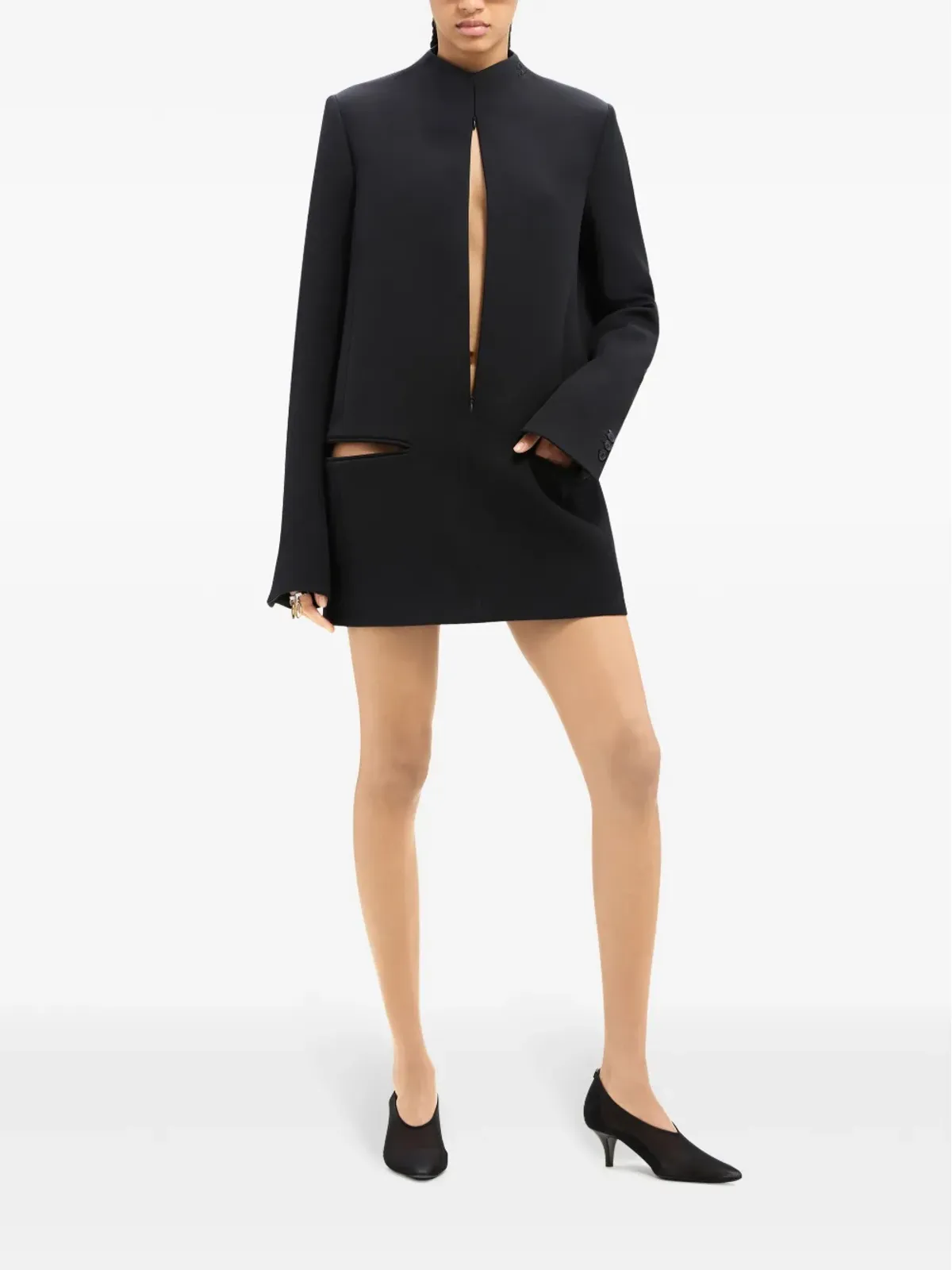 Courrèges フロントジップ カットアウト ミニドレス - ブラック - 画像2