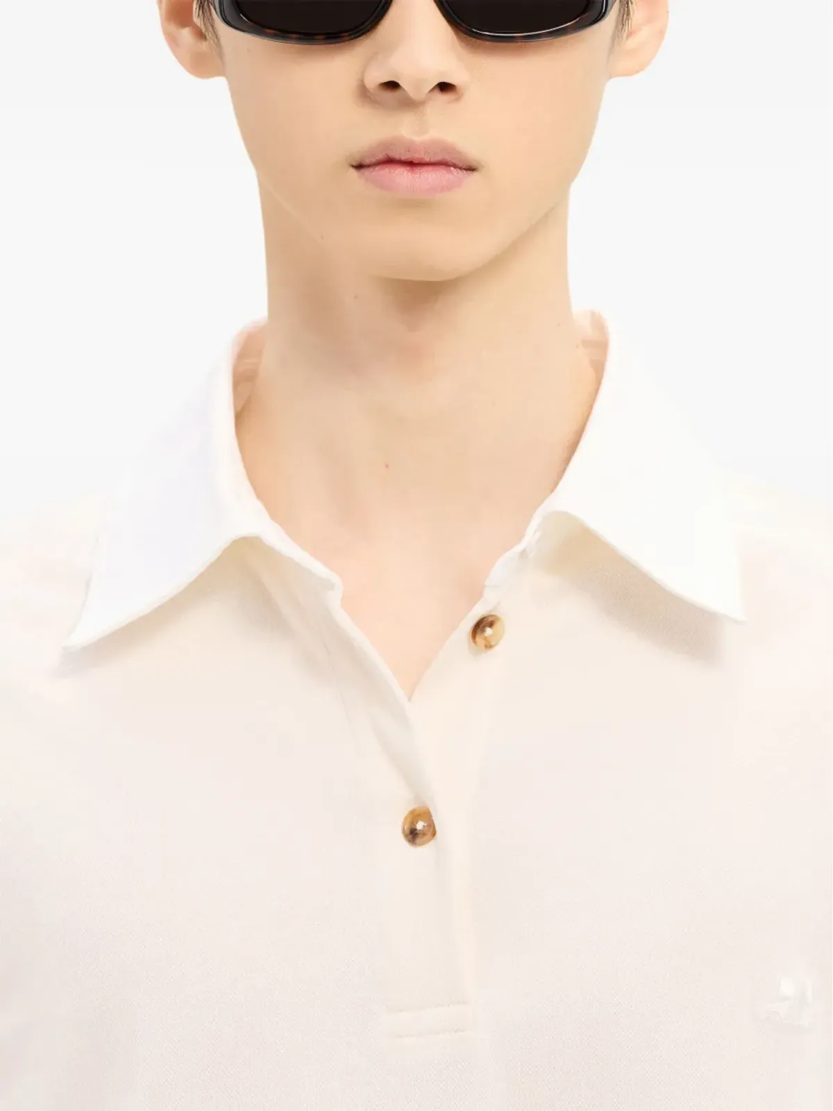 Courrèges コントラストの効いたコットン混紡ポロシャツ - White - 画像5