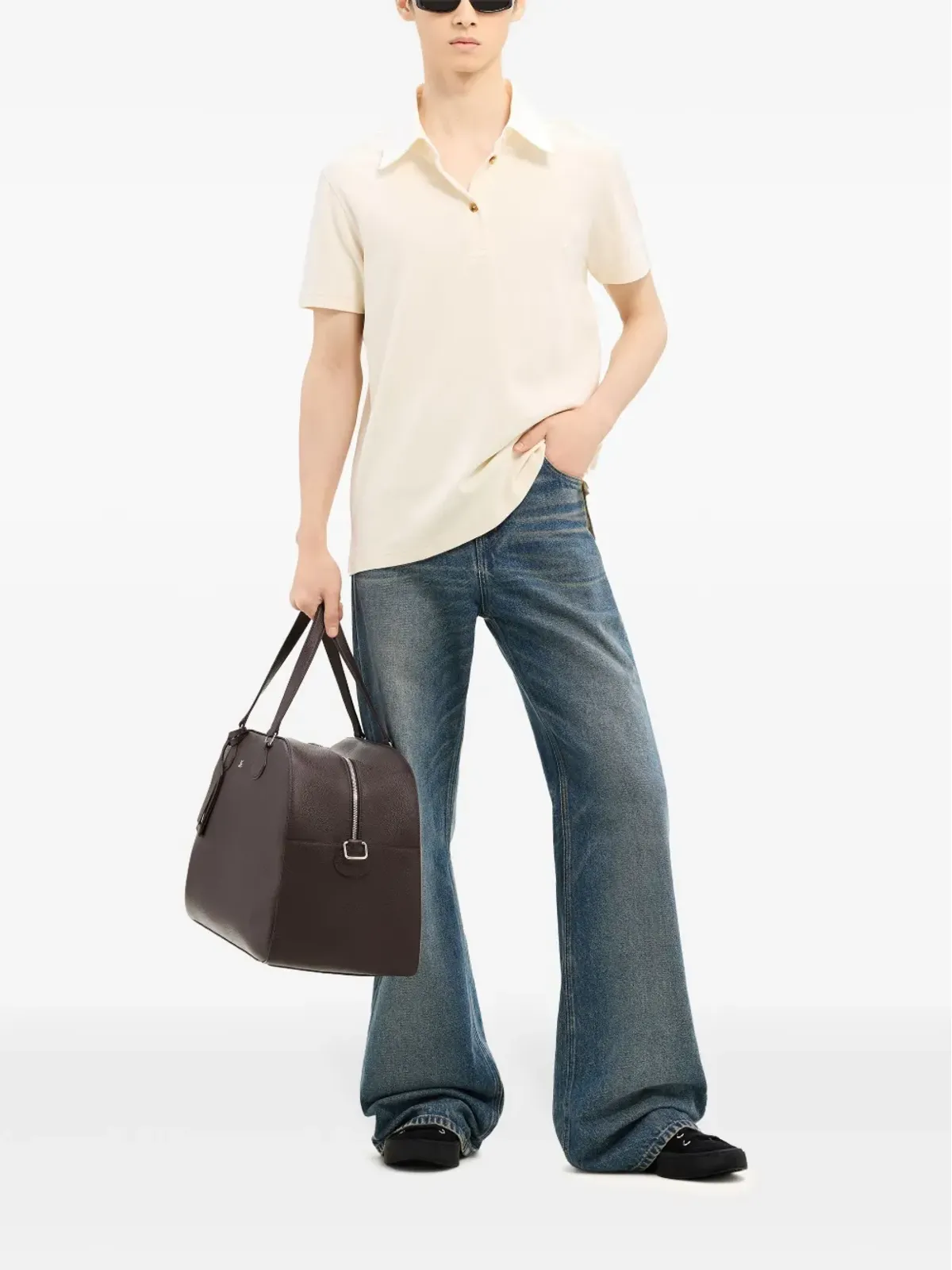 Courrèges コントラストの効いたコットン混紡ポロシャツ - White - 画像2
