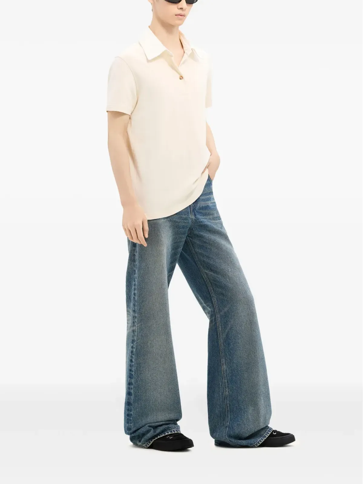 Courrèges コントラストの効いたコットン混紡ポロシャツ - White - 画像3