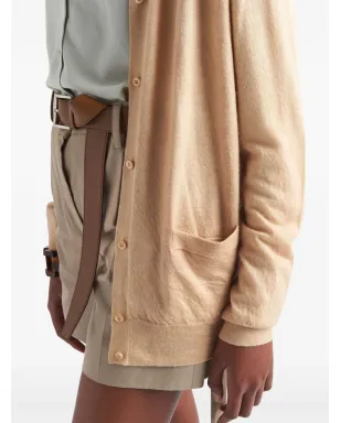 Prada トライアングルロゴ カシミヤ カーディガン - ベージュ - サムネイル4