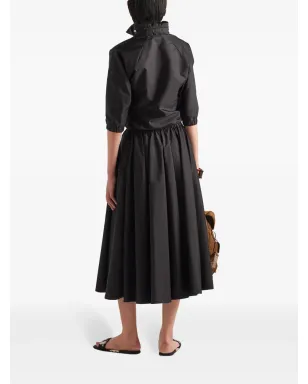 Prada トライアングルロゴ ジップ付きミディスカート ブラック - サムネイル3