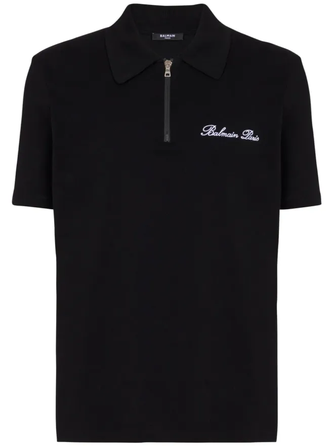 BALMAIN Balmain 刺繍ロゴ コットン ポロシャツ ブラックの商品画像